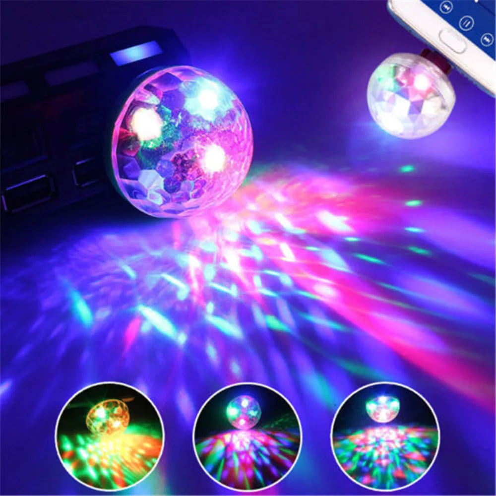Mini USB LED Auto Atmosphäre Licht RGB Musik Sound Control DJ Disco Ball Lampe Home Party USB Zu Apple Android Telefon disco Licht