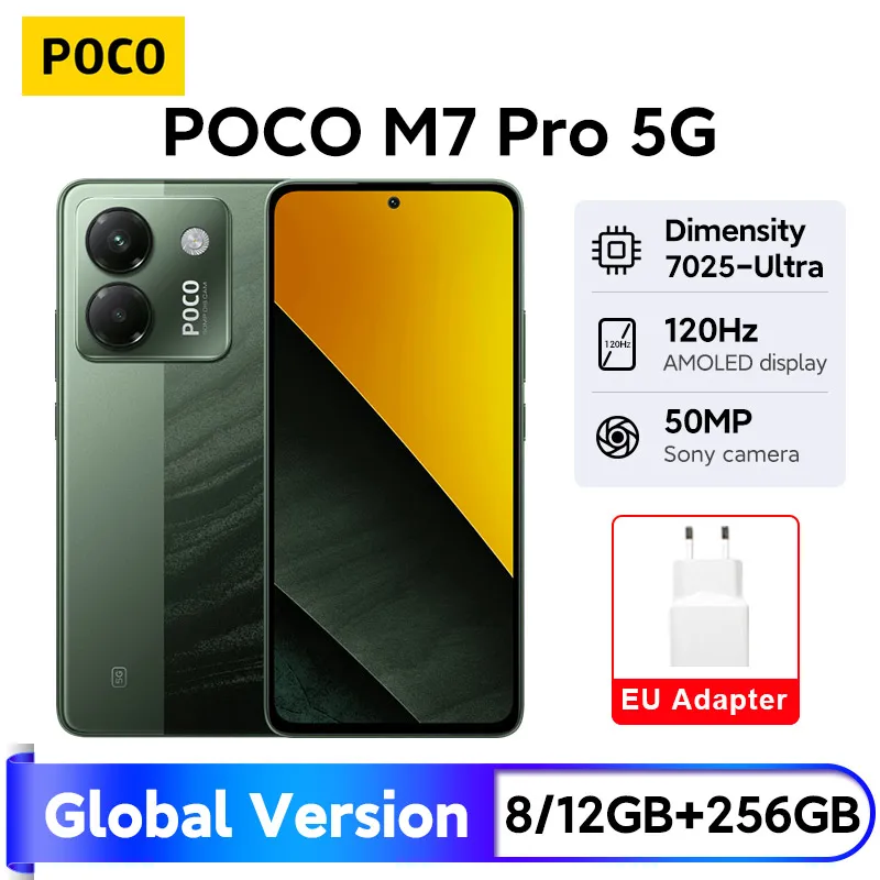 POCO M7 Pro 5G Smartphone versión Global, Dimensity 7025-Ultra, batería de 5110mAh, 45W, carga turbo, pantalla de 6,67 pulgadas, 120Hz, NFC, nuevo