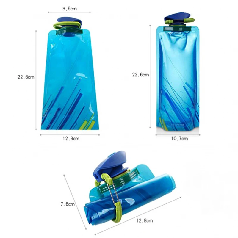 700Ml Đi Bộ Đường Dài Cắm Trại Sử Dụng Lại Siêu Nhẹ Thể Thao Ngoài Trời Thả Vận Chuyển Nước Túi Có Thể Gấp Lại Được Nước Mềm Túi
