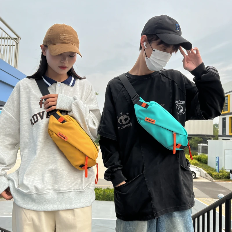 Nylon Zipper Versatile Lightweight Solid Color WaistBag Couple Style Simple Fashionable Single Shoulder CrossbodyBag Hot Selling