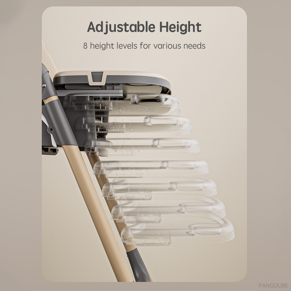 PANGDUpunBaby-Chaise Haute pour l'Alimentation, Pliable, Réglable, Inclinable avec Roues, mir de Rangement