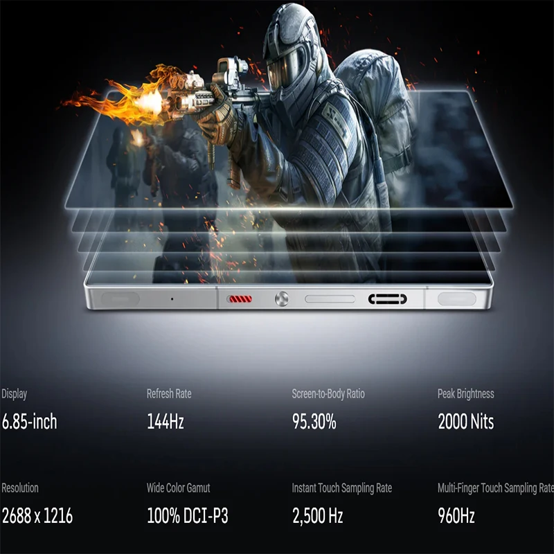 Versión Global Redmagic 10S Pro NX789J Snapdragon 8 Elite versión líder 6,853 "Q9 + 144Hz AMOLED 50*2 + 2 + 16MP 7050mAh 80W NFC