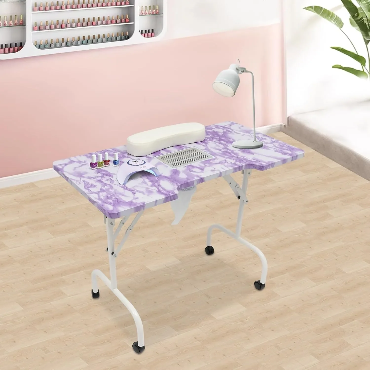 Mesa de manicure, mesa de estúdio de unhas com extração de poeira, mesa de unhas portátil para casa, salão de cabeleireiro, escritório, estúdio de unhas