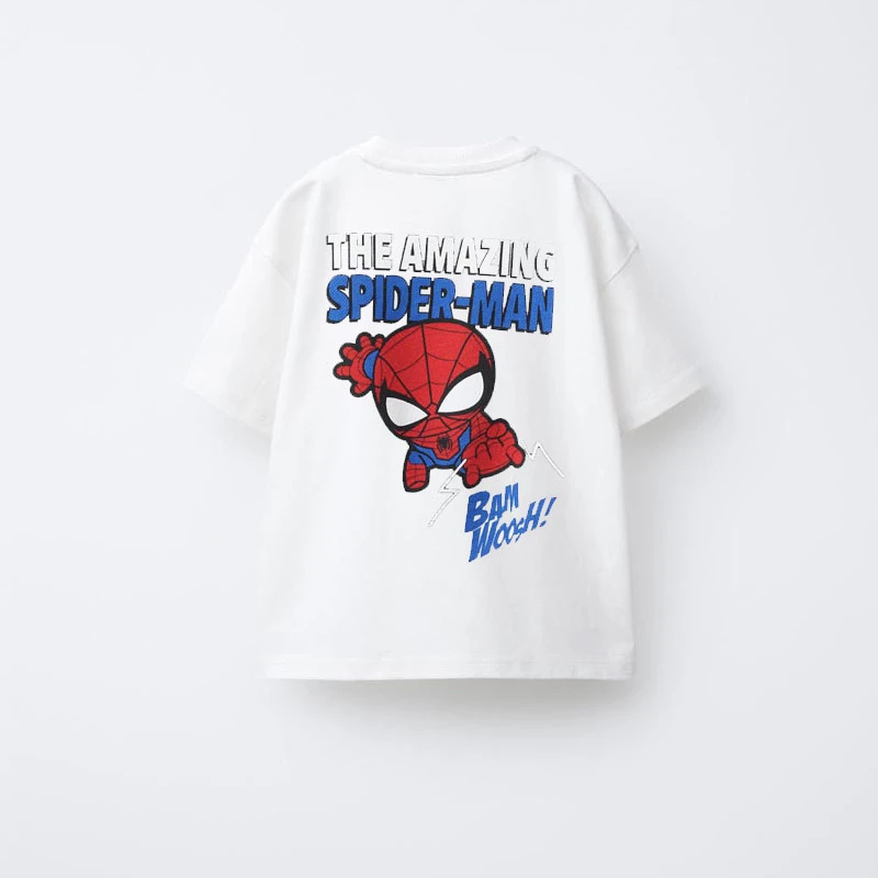 Ropa informal de moda para niños, camiseta estampada, camiseta con cuello redondo, Top bonito de manga corta para verano 2025, para niños