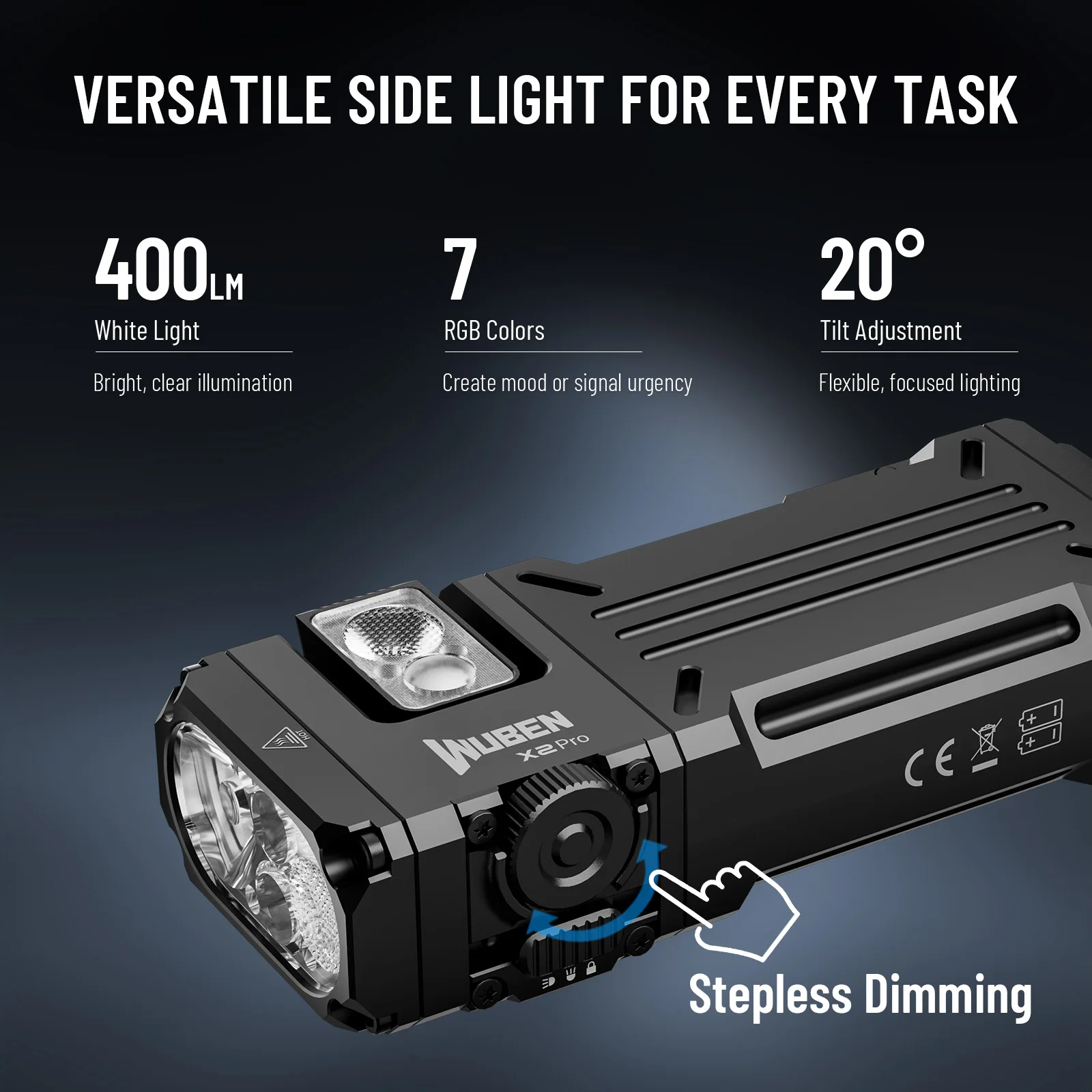 WUBEN X2Pro Rechargeable EDC Flashlight 1500 High Lumens Small Flashlights Powerful with Spot and Flood, Pocket Clip and Magnet