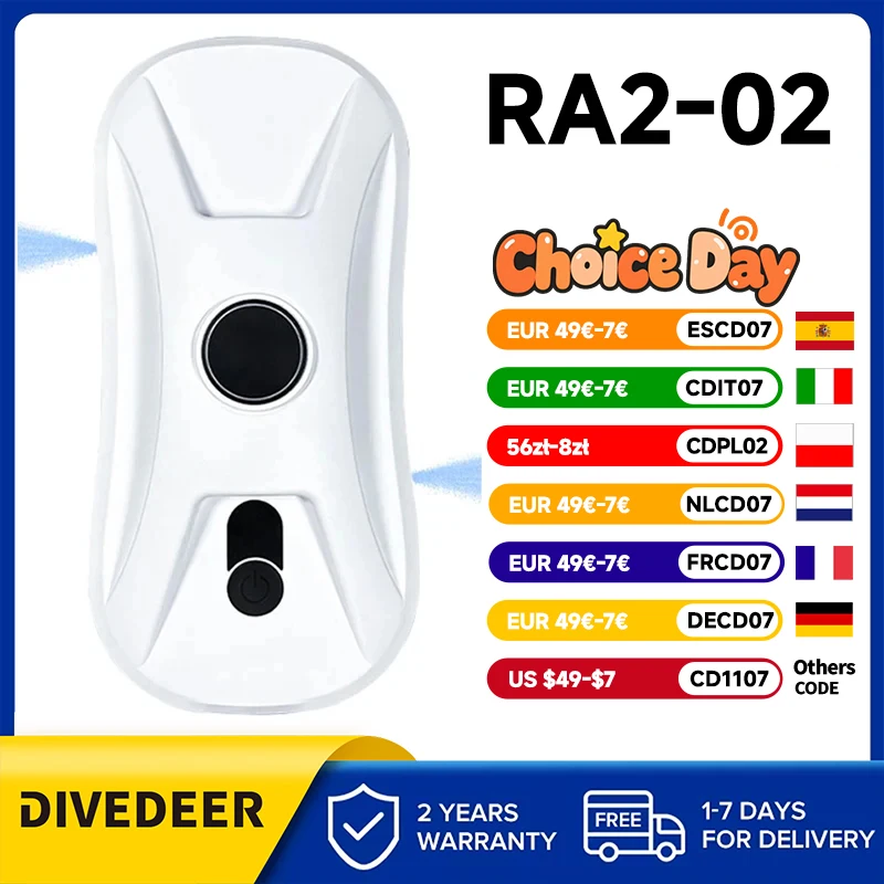 DIVEDEER Modello automatico di spruzzo d'acqua a due vie lavavetri elettrico domestico intelligente macchina per la pulizia dei vetri one-touch