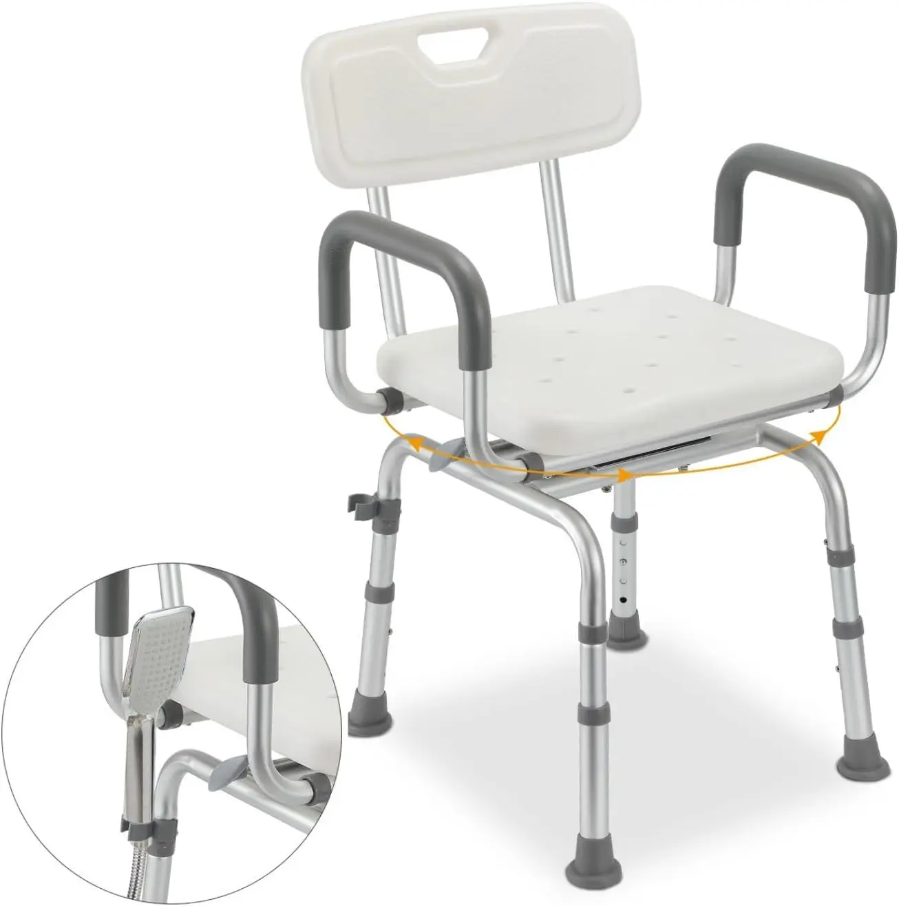 Ansobea Shower Stool for Seniors Bad Stool 360° °   Drehba mit Backrest und Armlehne Showerstuhl Height Adjustable 40-48 cm Badezim