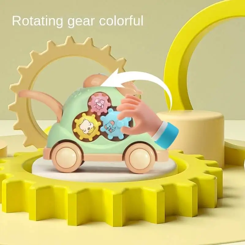 1個クリエイティブな発光音楽ストーリー子供用自動車玩具機械漫画多面体トロリー同軸赤ちゃんのクロールと歩行おもちゃ