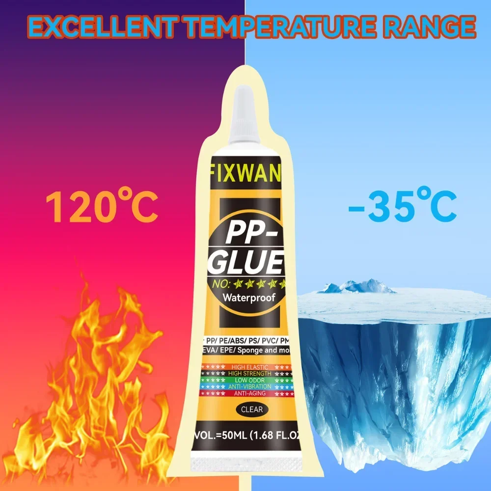 Pegamento especial de plástico PP polipropileno/poletileno PE PPT/policarbonato de PC/TPE/TPU/acrílico/ABS sin tratamiento 50ML