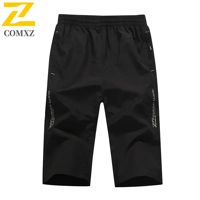 Шорты мужские длинные быстросохнущие, эластичные бермуды на молнии, карманы, тонкие легкие эластичные Капри, лето