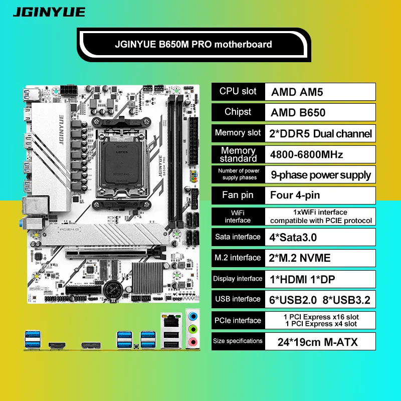 PRO B650M MATX AMD B650 DDR5 6000+MHz M.2 SATA USB3.2 64G Doppelkanal DDR5 Ryzen 7000/8000/9000 Serie Sockel AM5 Motherboard