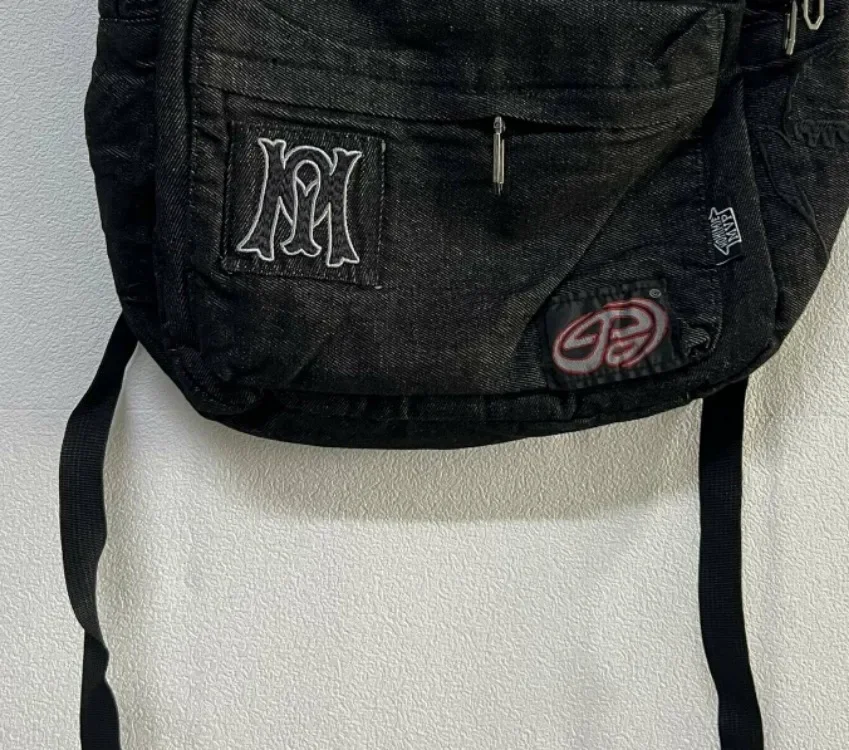 Y2k 美的すべて一致文字刺繍バックパックパッチワークヴィンテージゴシックランドセル高級デザインカジュアル学生バックパック
