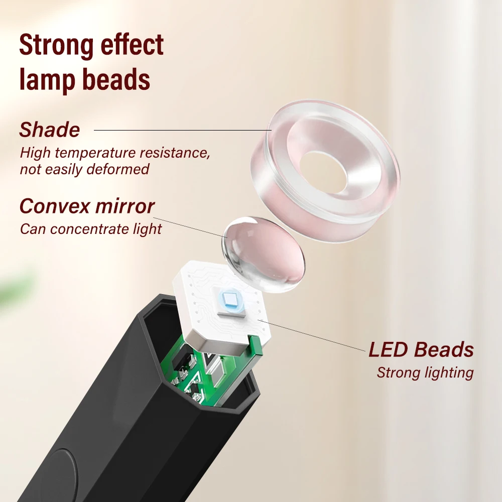 YIKOOLIN Luz UV para Uñas de Gel Mini Lámpara UV para Uñas Luz LED Profesional para Curar Esmalte de Gel 2 Modos de Temporización para Salón de Hogar DIY