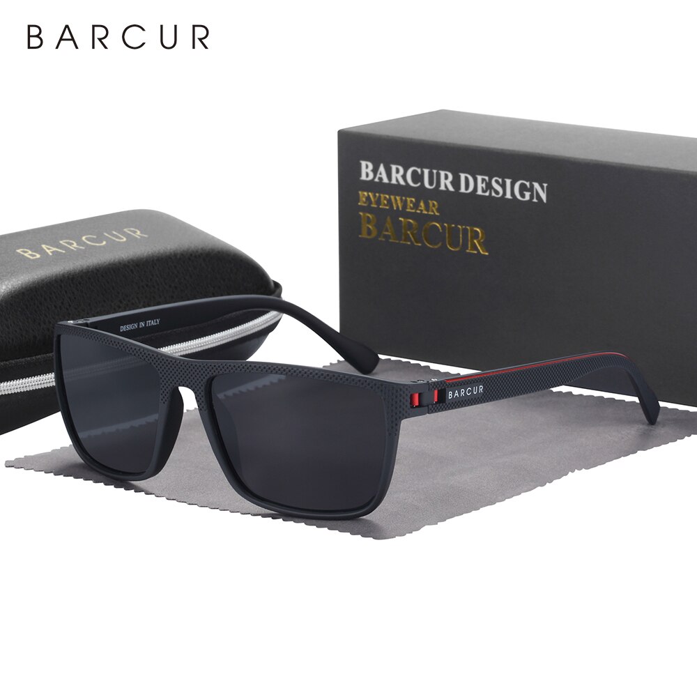BARCUR 디자인 TR90 선글라스 남성 편광 경량 스포츠 태양 안경 여성 안경 액세서리 Oculos UVAB 보호