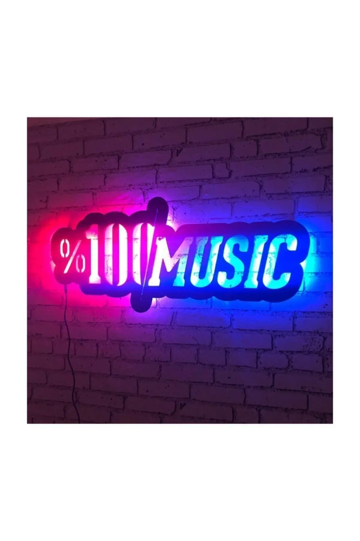 100% Musik V.2 Dekorasi Dinding Kayu dengan Lampu Led