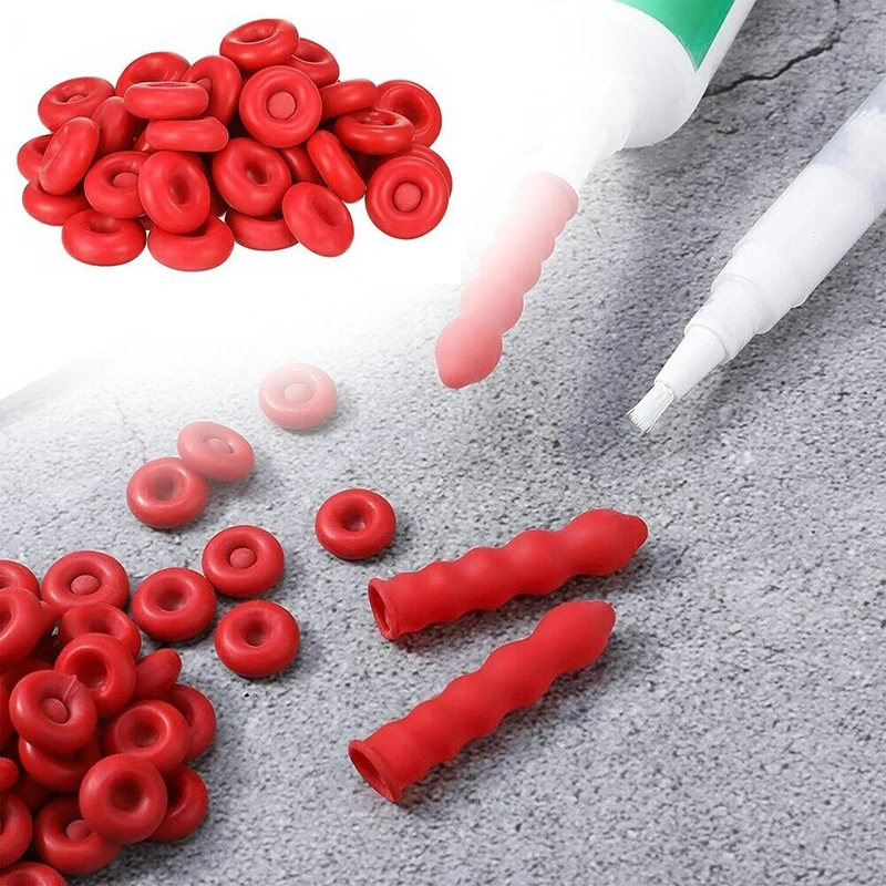 10Pcs Caulking Gun Nozzles Cap Red Caulk Saving Cap Caulk Sealer Saver Open Caulking Tube For Sealing And Preserving
