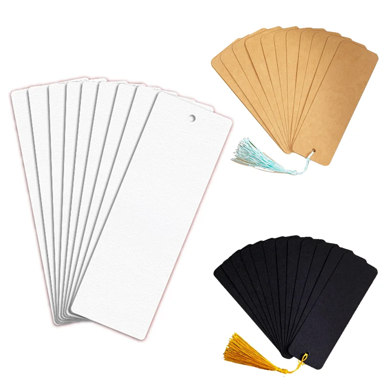 Set of 25 kraft Paper Bookmarks Blank Card Bookmark kit with Colorful Tassel Pendant Cute girl Stickers for DIY Projects