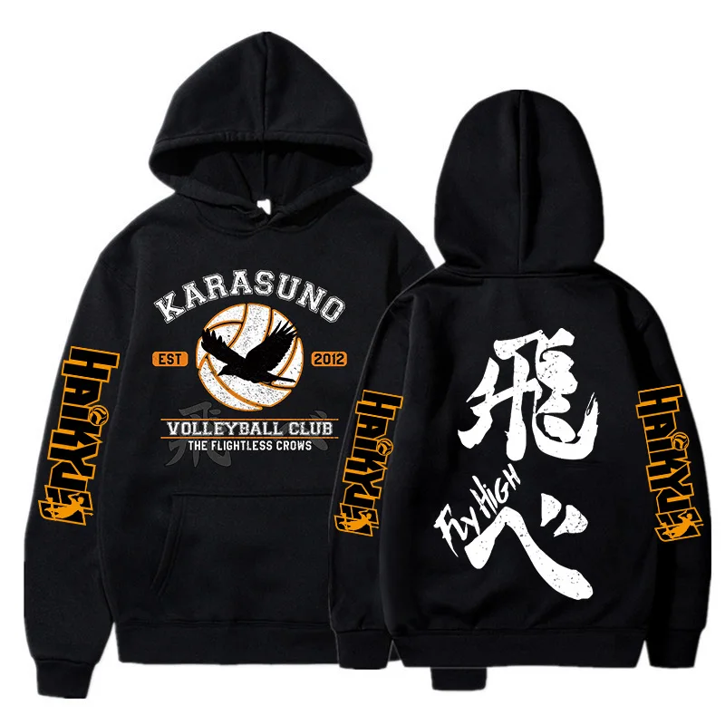 Karasuno Fly High 그래픽 후드 일본 애니메이션 고딕 웃긴 streetwear Oya Oya Oya Haikuu 한국 스타일 하라주쿠 스웨터