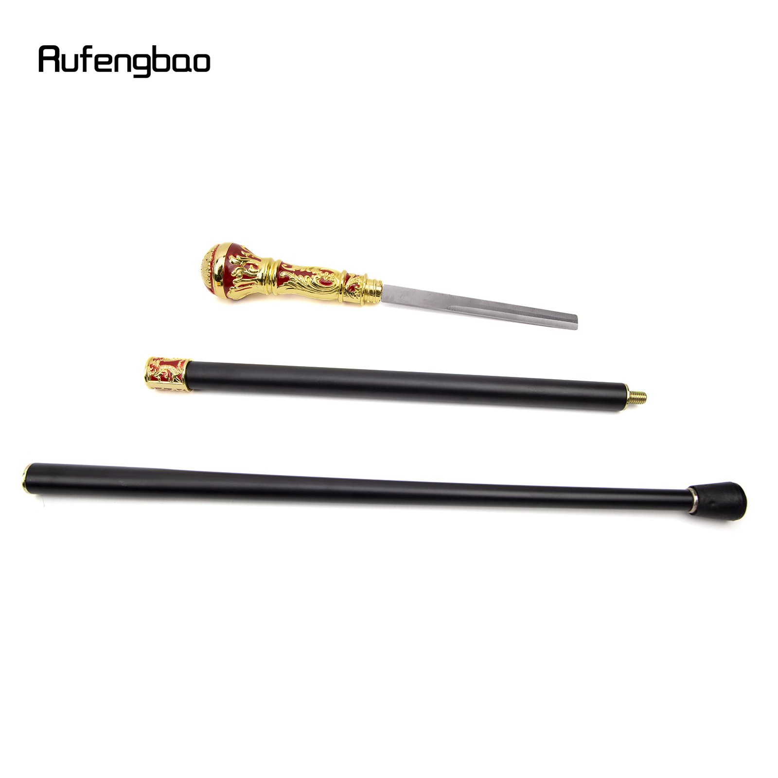 Golden สีแดงรอบจับเดิน Stick ที่ซ่อนอยู่แผ่น Self Defense แฟชั่น Cane แผ่นคอสเพลย์ Crosier Stick 93ซม.