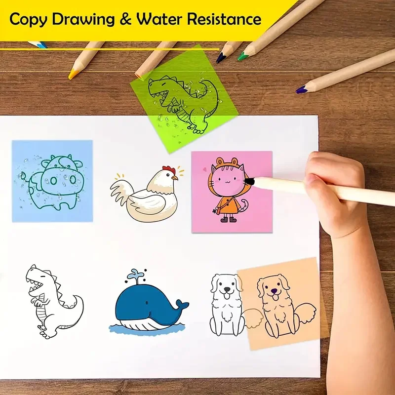 สัตว์เลี้ยงโปร่งใส Sticky Note Pads,Multicolor กันน้ํา Memo Notes,50 แผ่น Self-กาว Sticky Note สําหรับโรงเรียนสํานักงานครอบครัว