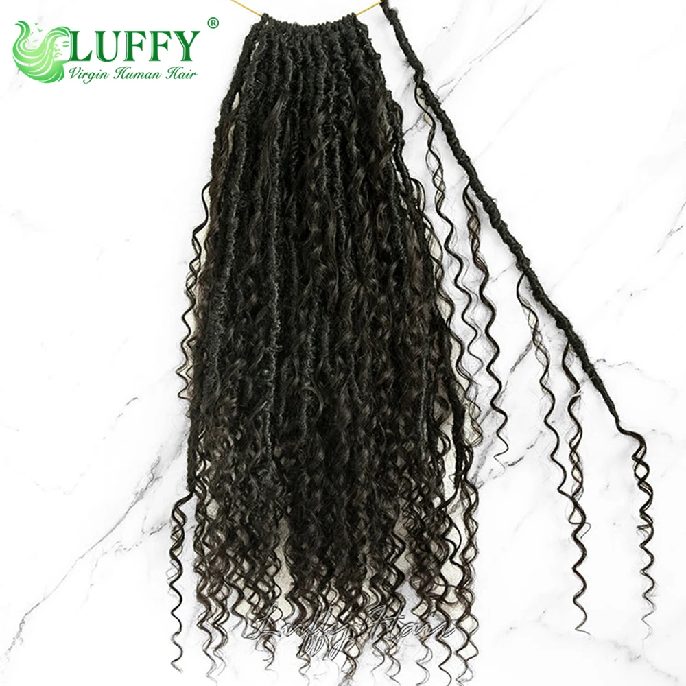 Boho Dreadlocks extensões de cabelo, Cachos humanos com termina encaracolada, Pré looped Crochet, Boho Locs, Crochet cabelo