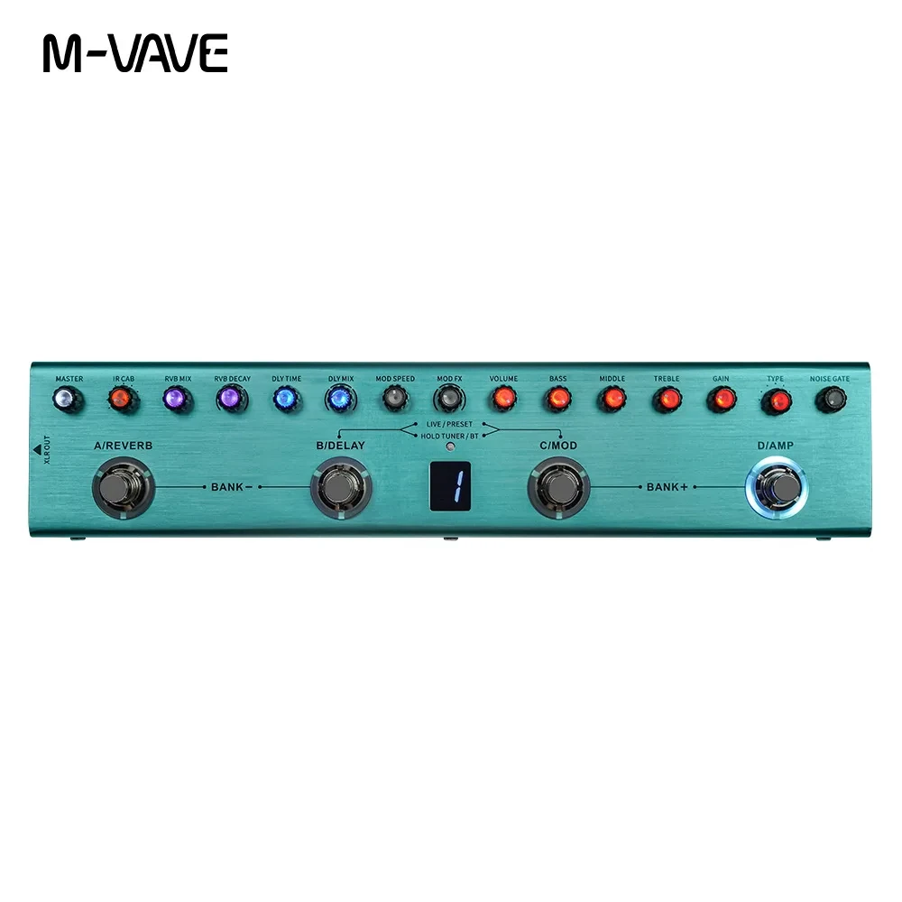 M-VAVE TANK-G ワイヤレスギターハブ |   9 プリアンプ/8 IR スロット + ノイズ ゲート |   Bluetooth MIDI シンク & 20 時間充電式ステージリグ