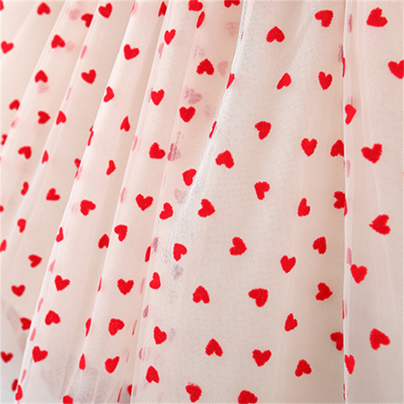 Baby Mädchen Rotes Kleid Herz Gesticktes Mesh Schleife Tutu Kleid Kinder Geburtstag Party Kleidung