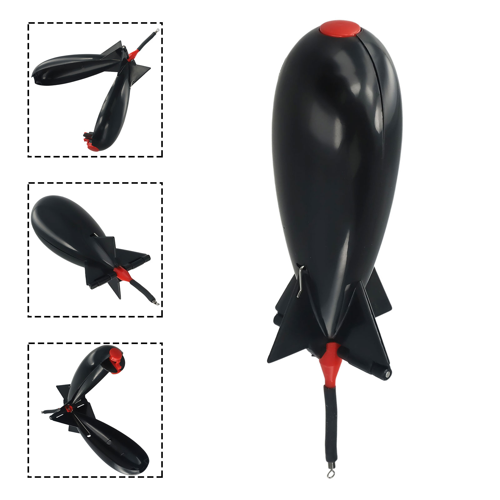 Fishing Rocket Feeder ปลาคาร์พตกปลา Rocket Feeder Spod Bomb Float Lure เหยื่อเม็ด Rocket Feeder สีดําอุปกรณ์ตกปลา