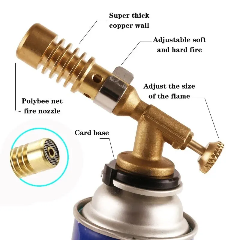 Portable Welding Torch Blowtorch High Temperature Brass Gas Burner for Brazing Solder Welding Plumb Tools