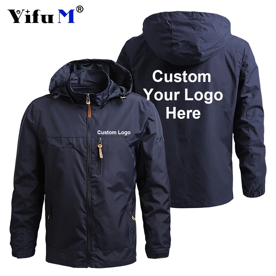Personalizar tu logotipo hombres rompevientos chaquetas al aire libre prendas de vestir exteriores abrigo impermeable para hombres Sudadera con capucha hombres escalada 2024 DIY