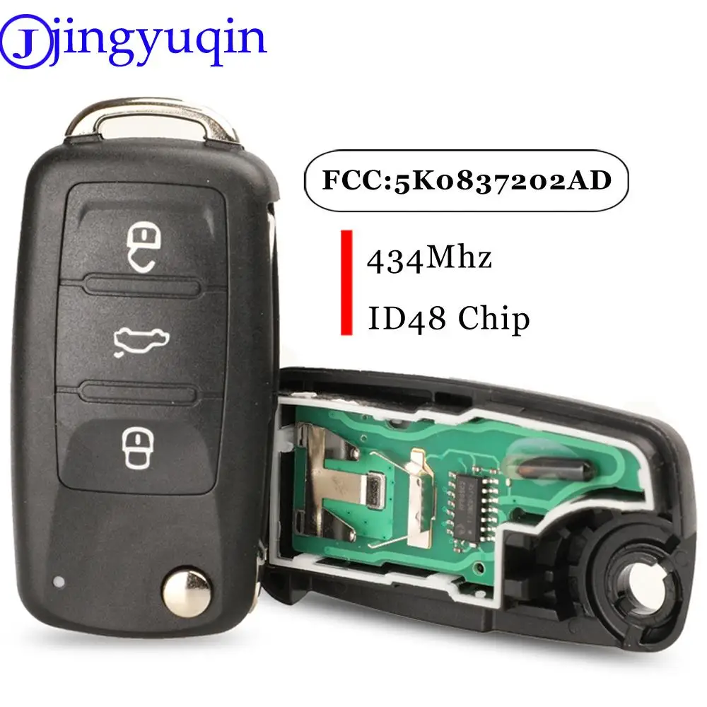 jingyuqin afstandsbediening sleutel 434MHz ID48-chip 5K 0837202 AD/202Q Voor VW Golf Tiguan Polo Passat CC SEAT Skoda Mk6 Octavia Jetta Kever