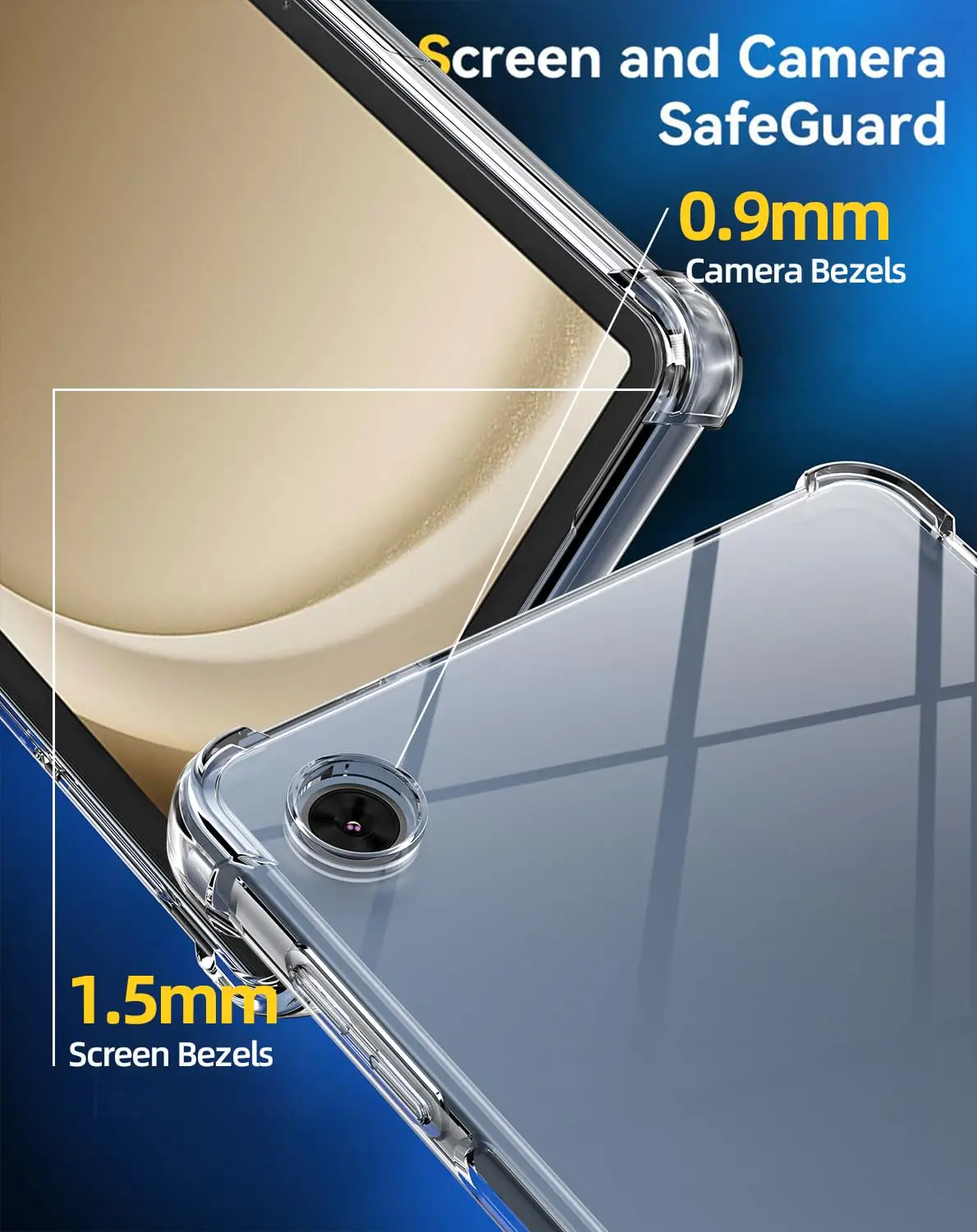 Funda para Samsung Galaxy Tab A9+ A9 Plus 11 pulgadas Funda de silicona TPU flexible Parachoques con esquinas reforzadas Protección transparente