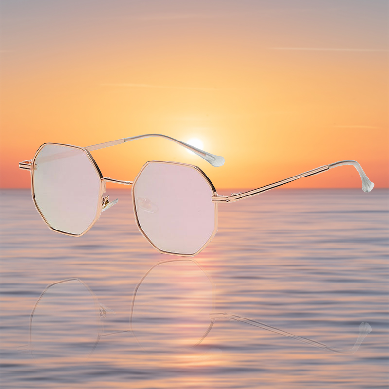 Moda Retro Óculos De Sol De Metal Clássico Óculos De Sol Poligonais Óculos De Sol Octagon
