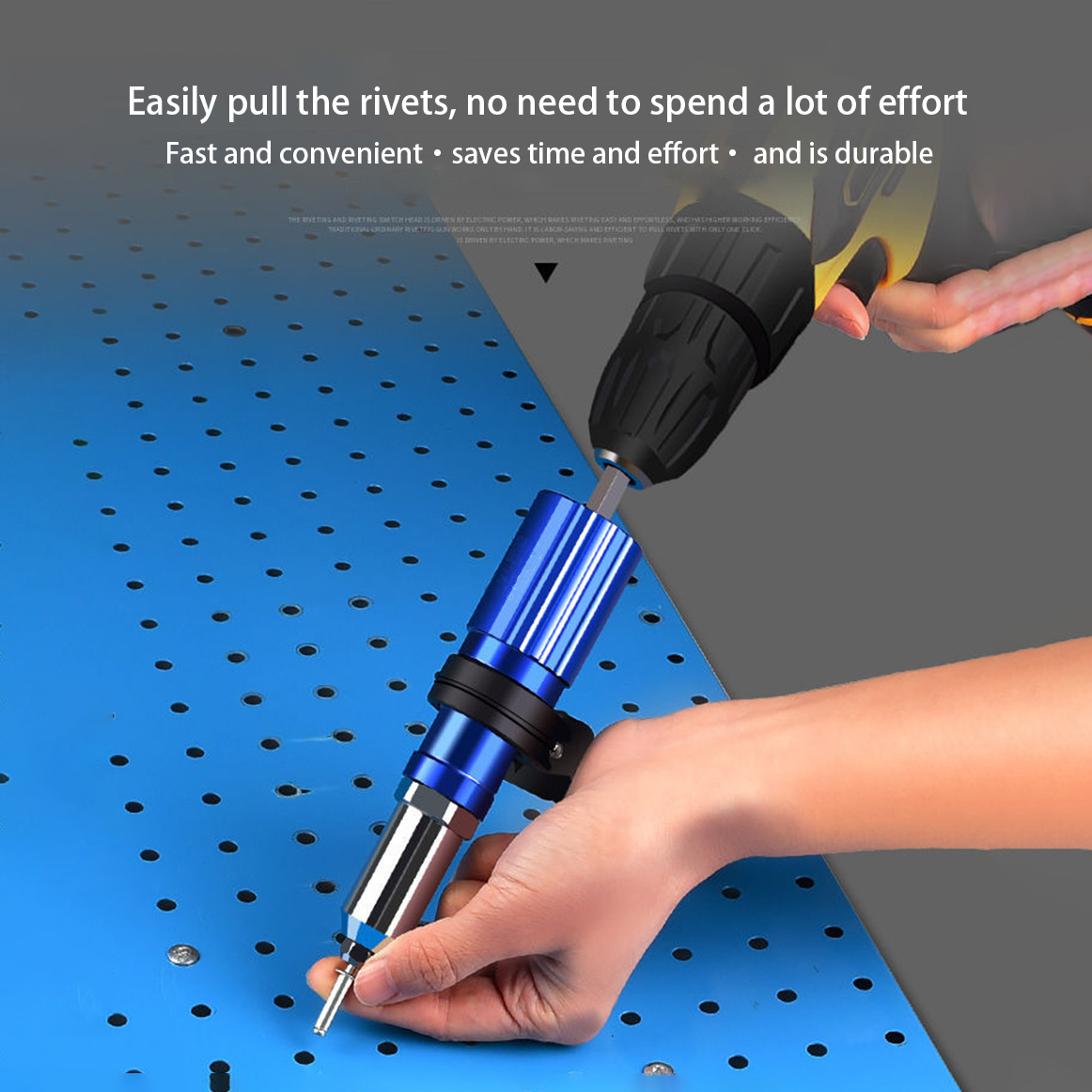 Elétrica Cordless Rivet Nut Gun, Adaptador de perfuração, Rebitando Tool, Insert Nut Aluminum Alloy, Pull Rivet Tools, 2.4mm-4.8mm, Novo