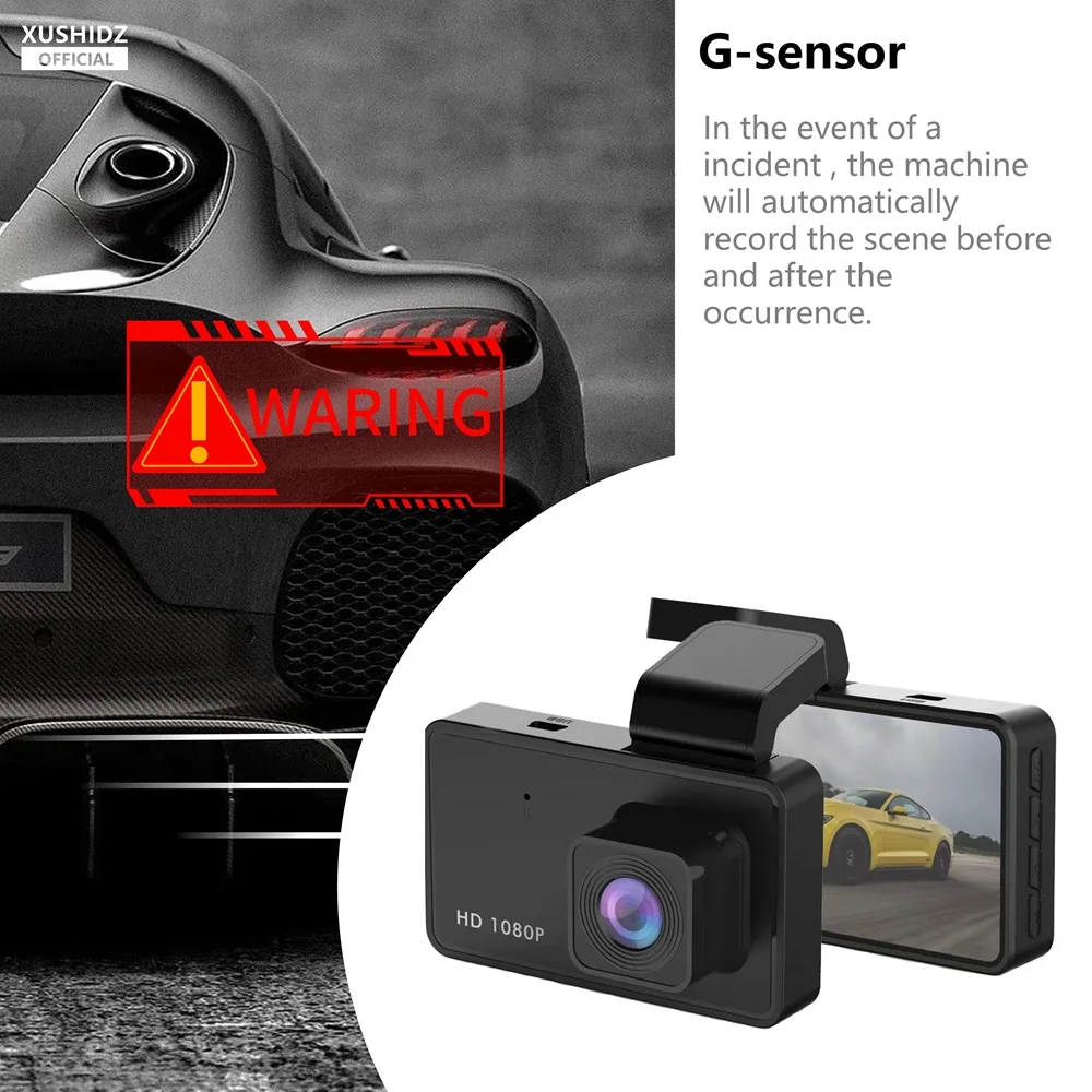 XUSHIDZ Q10 1080P nueva cámara de salpicadero visión nocturna coche DVR grabadora de vehículo cámara de coche sensor G HDR DVR grabación en bucle Dashcam