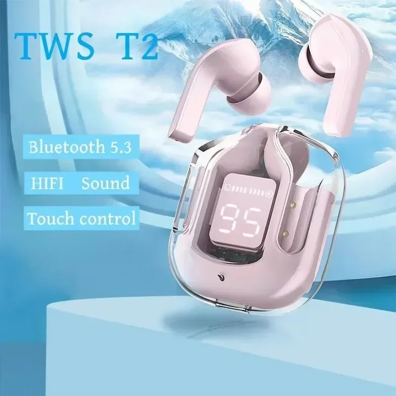 Oryginalne słuchawki Bluetooth T2 TWS przezroczysty bezprzewodowy zestaw słuchawkowy Bluetooth jakość dźwięku HIFI Bluetooth 5.3 dla słuchawek Xiaomi