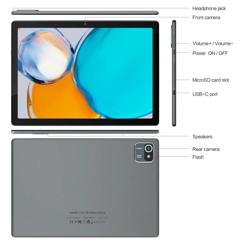 Top Sales 10,1 Zoll Android 13 Tablet 2 GB RAM 64 GB ROM SC7731 Quad-Core 1280 x 800 IPS Dual Kamera 5000 mAh Typ-C