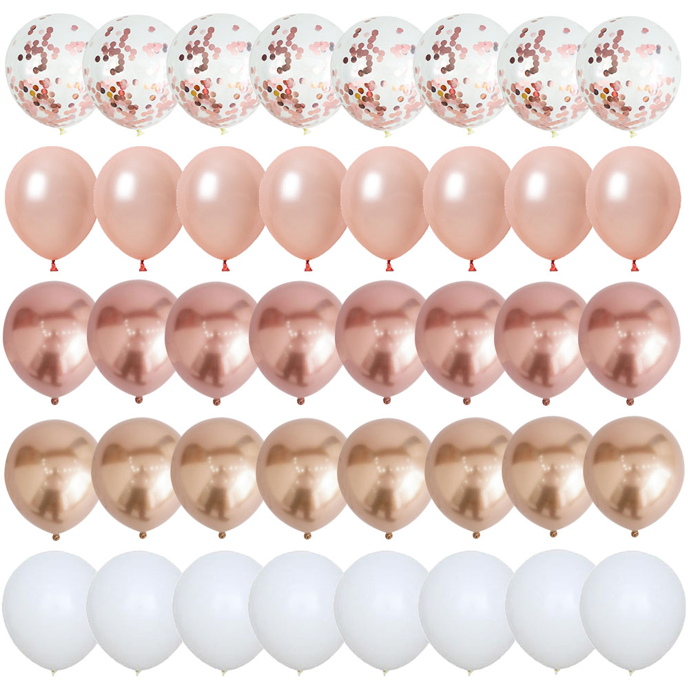40 pçs 12 polegada rosa ouro confetes balões de látex feliz aniversário decorações festa crianças adulto menino menina chá de fraldas suprimentos de casamento