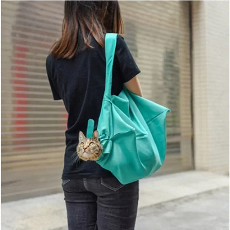 Ransel Perjalanan Tamasya Kucing Tas Kurir Hewan Peliharaan Satu Bahu Portabel Dapat Disesuaikan Tas Hewan Peliharaan Sejuk Nyaman Kain Oxford Modis