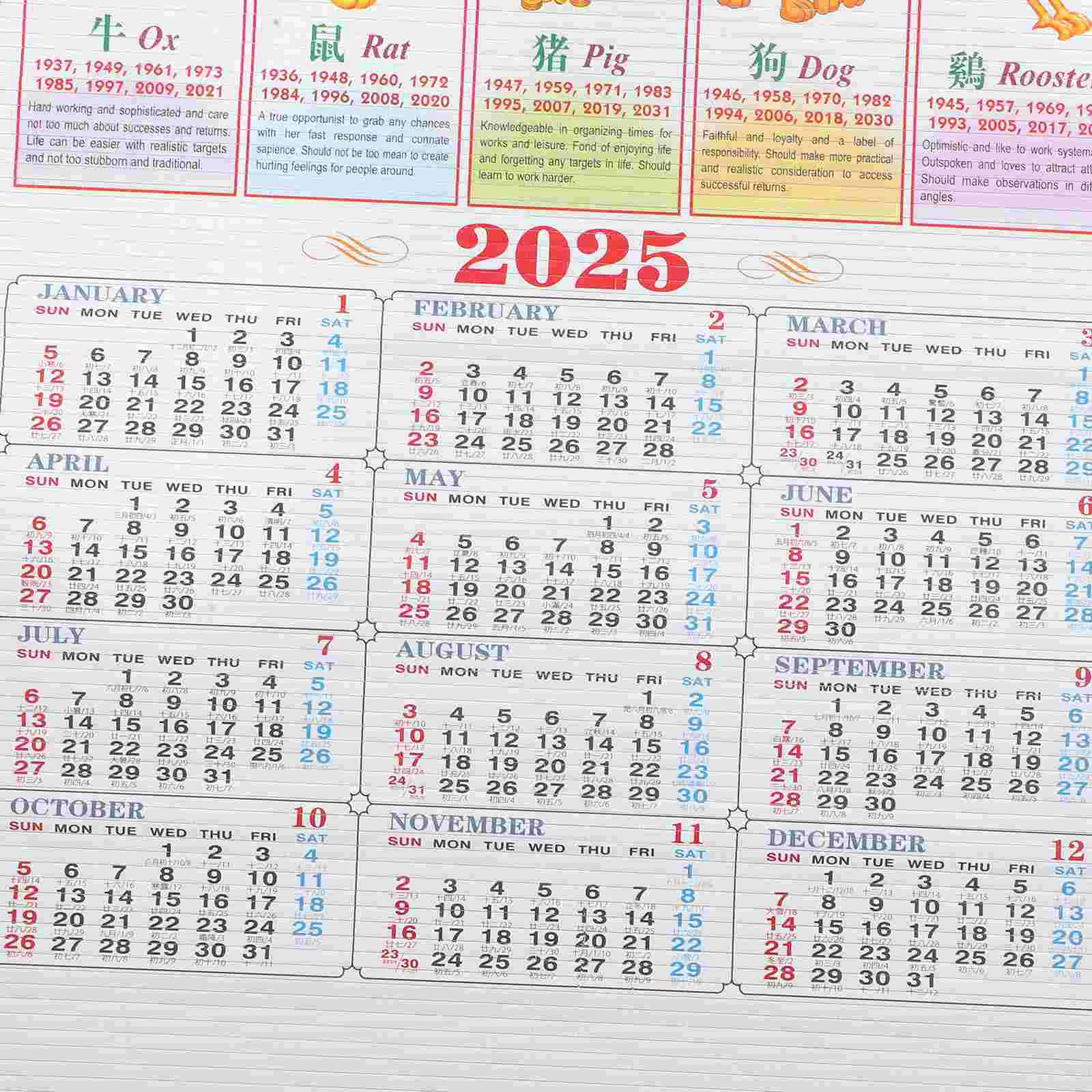 2025 Wall Calendars Chinese Lunar Year of The Snake Hanging Scroll Desk Calander Paper Planning