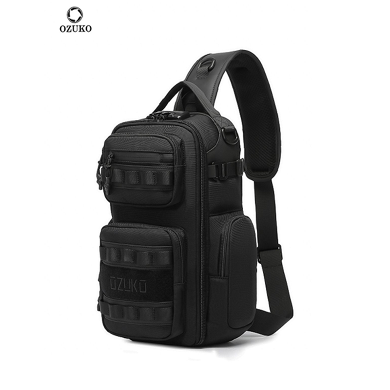 OZUKO-Bolso de pecho impermeable para hombre, bolsa de hombro táctica para deportes al aire libre, bandolera de alta calidad