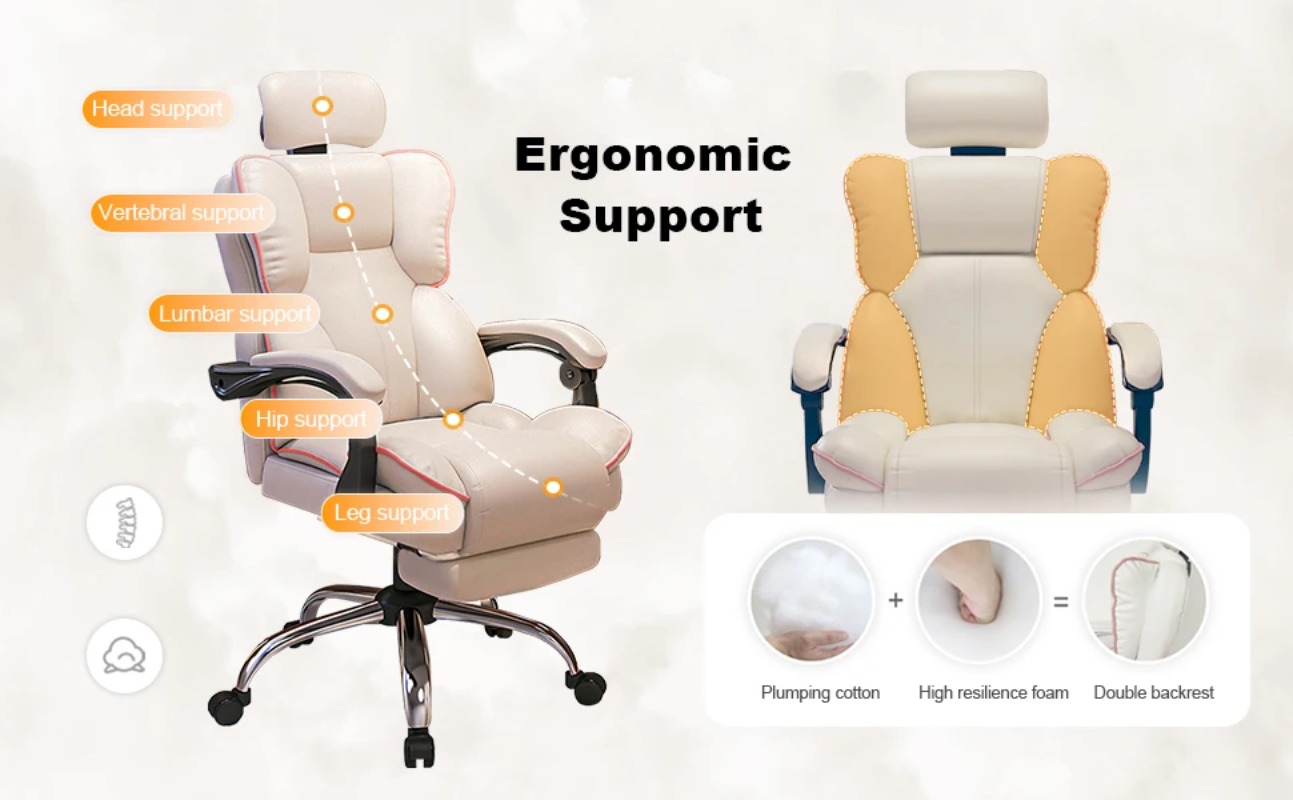 Executive Gamer Chair with Foot Rest High Back Office Chair Computer Gaming Chairs Big and Tall PU Leather Office Brown