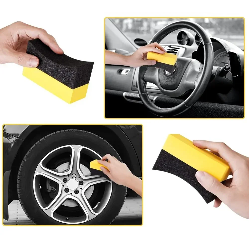 車のクリーニングスポンジセット,クリーニングワイプ,水吸引スポンジパッド,ワックス研磨,スクーターブラシ,10個