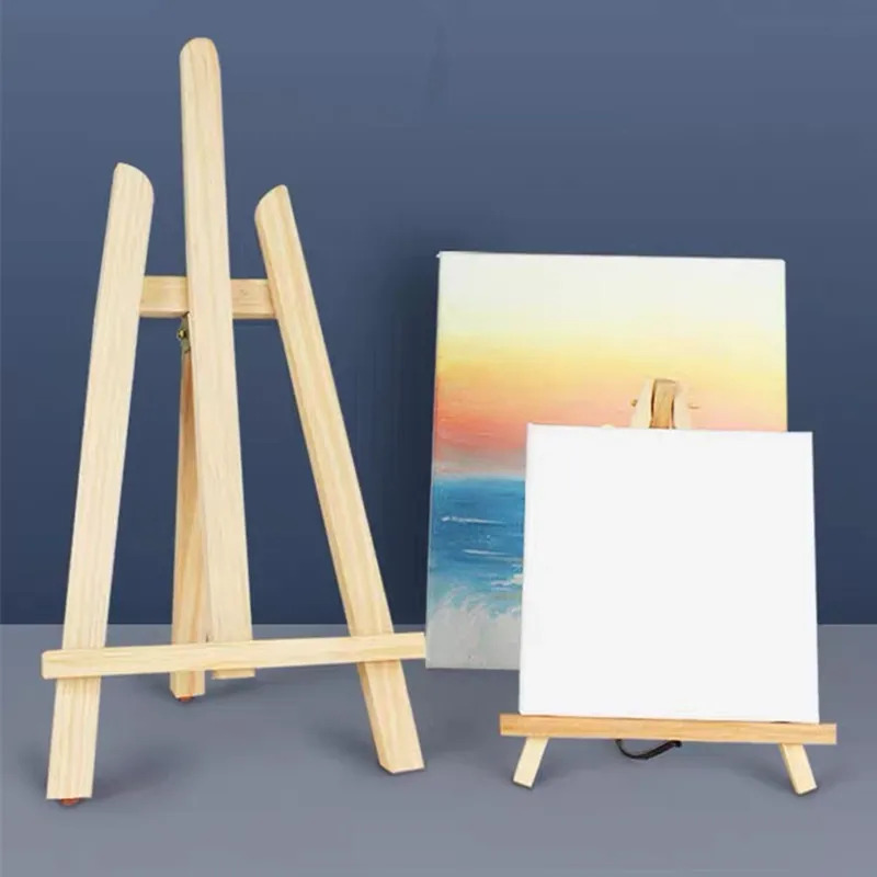 Children Painting Craft Holder Folding Tripod Wood Mini Easel Frame Desktop Triangle Display Stand Name Card Stand Holder