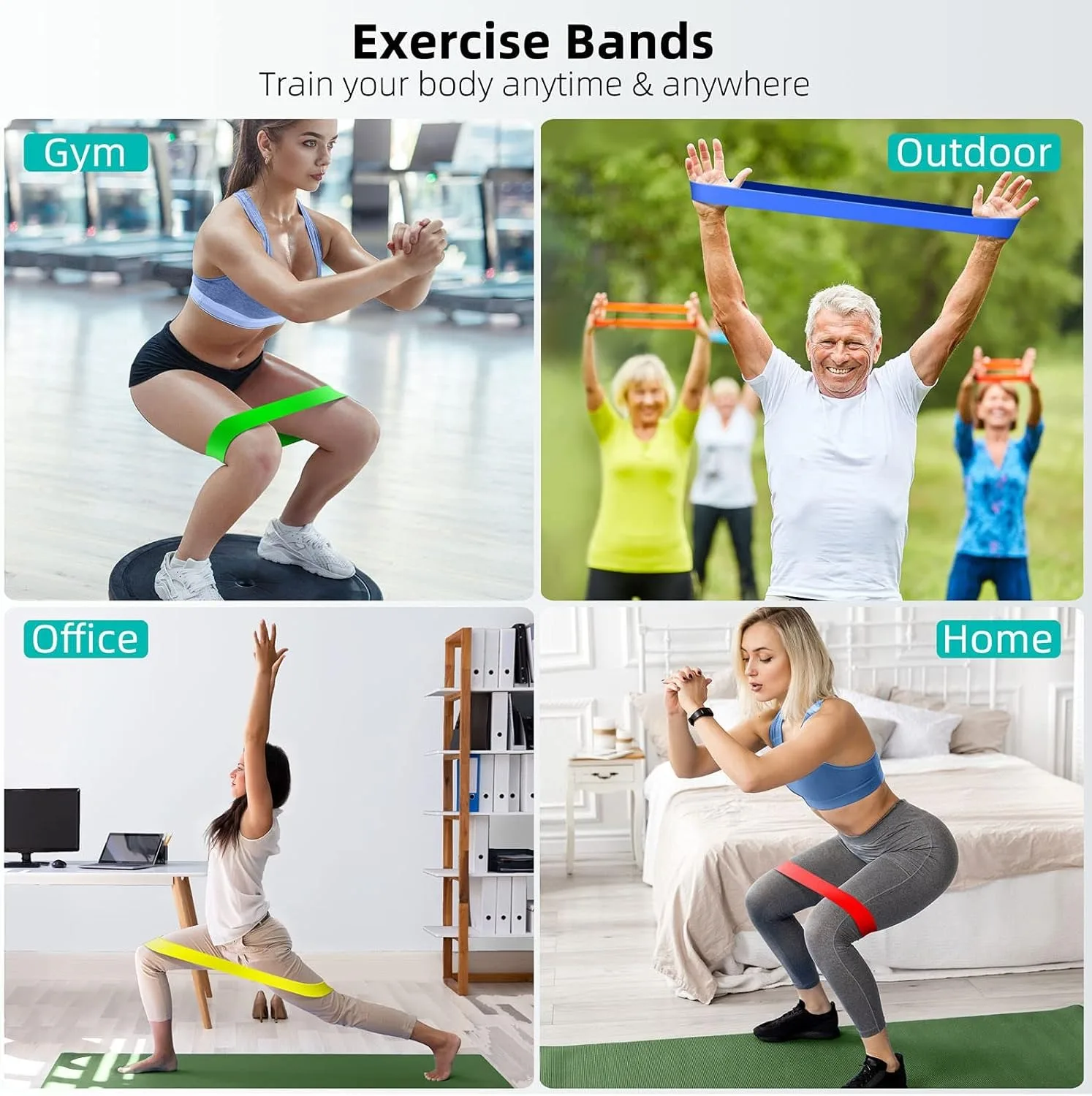 Fasce di resistenza in TPE Set fitness Fasce ad anello in gomma Allenamento per la forza Allenamento Espansore Attrezzatura da palestra per yoga Anello in gomma elastica
