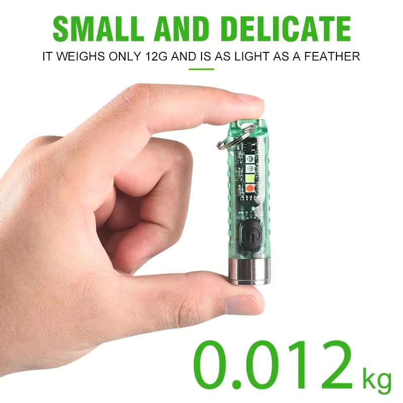 Multi-Function Mini EDC lanterna LED, chaveiro portátil, MagneticTorch luz, USB recarregável, lâmpada UV, emergência, Camping, lanterna