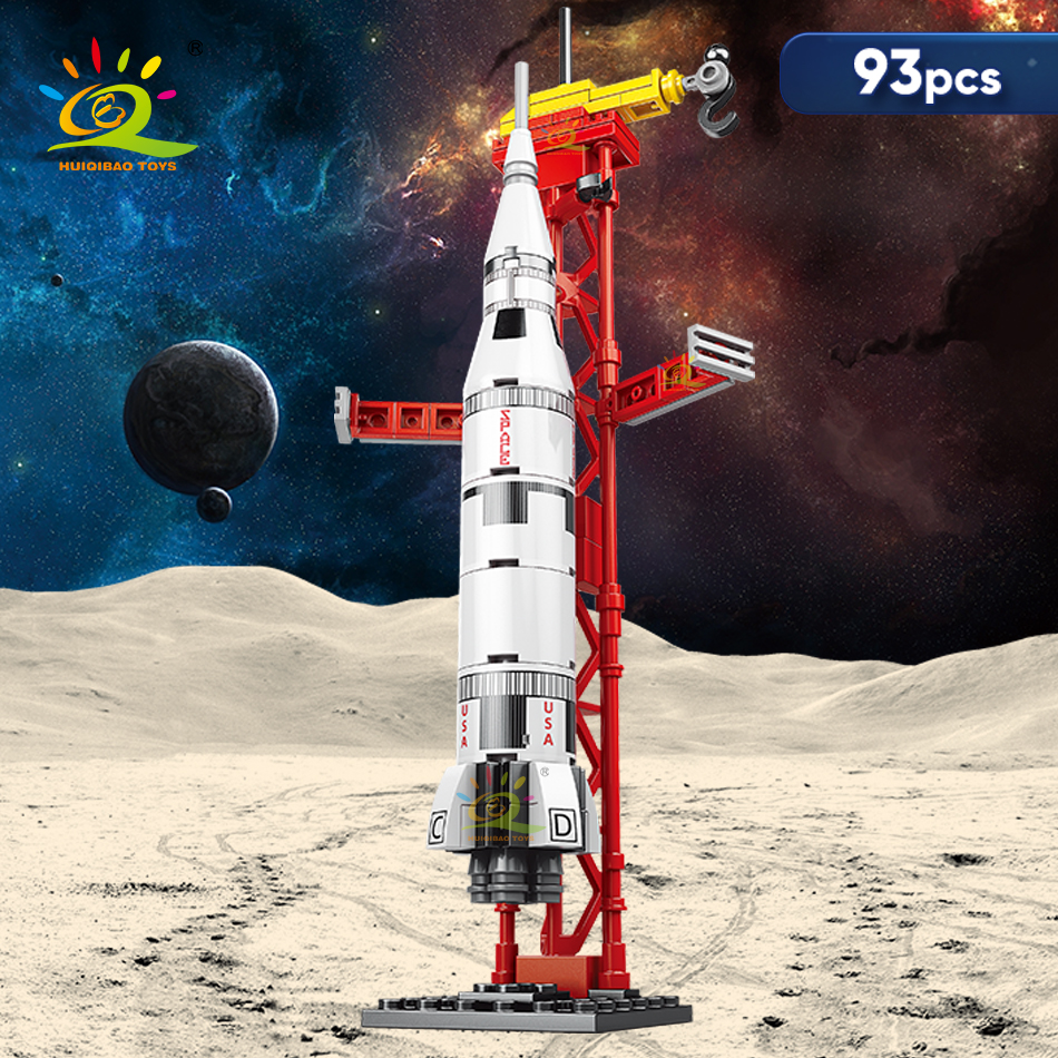 HUIQIBAO Mini Aviation Manned Rocket Building Blocks Space Aerospace Station อิฐเมืองก่อสร้างของเล่นเด็ก