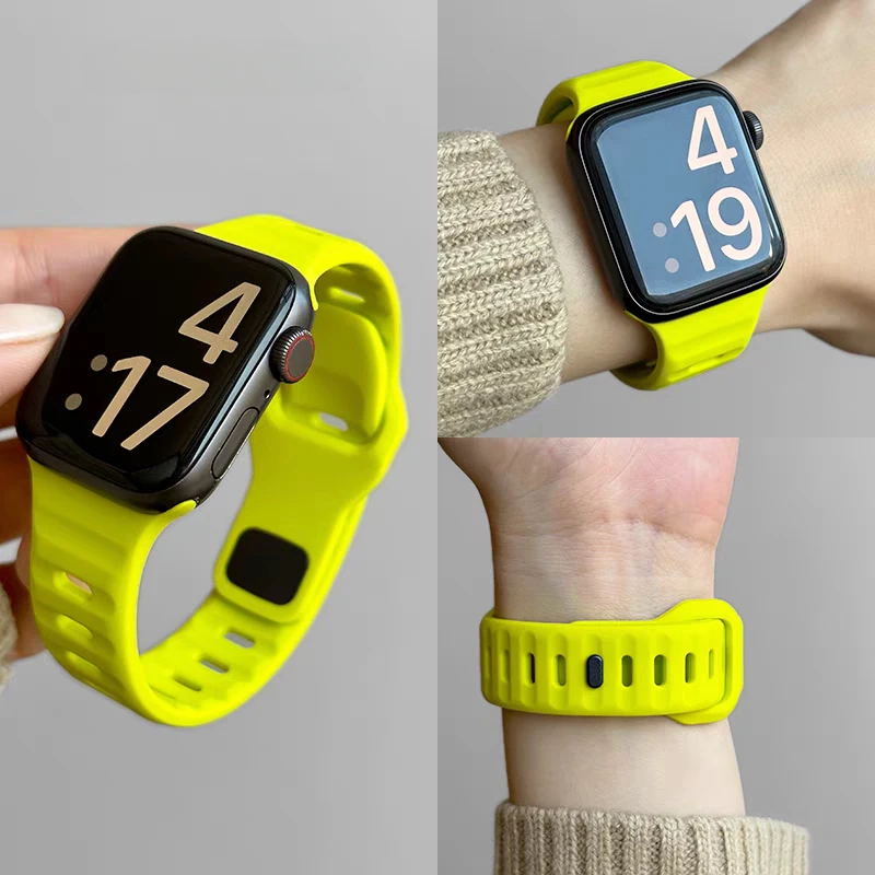 Pulseira de silicone para apple watch série 10 46mm 42mm pulseira 44mm 45mm 40mm 41mm pulseira esportiva iwatch 8 7 6 5 4 3 se 9 ultra 2 49mm