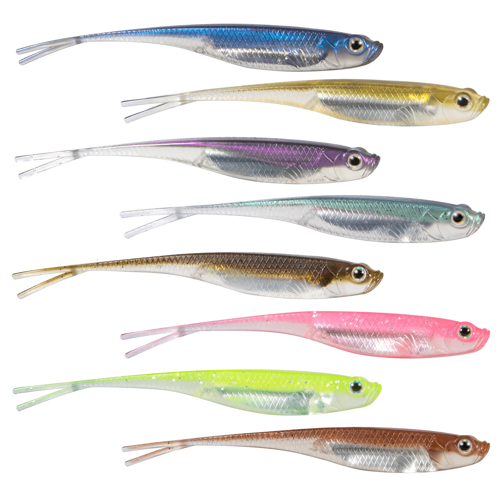 Dr.Fish-señuelo blando de pesca de plástico, tenedor de agua salada, cola de gota, cebo suave de silicona, gusano, lubina, trucha, Lucio, dorado, sin malezas, 5/6 Uds.