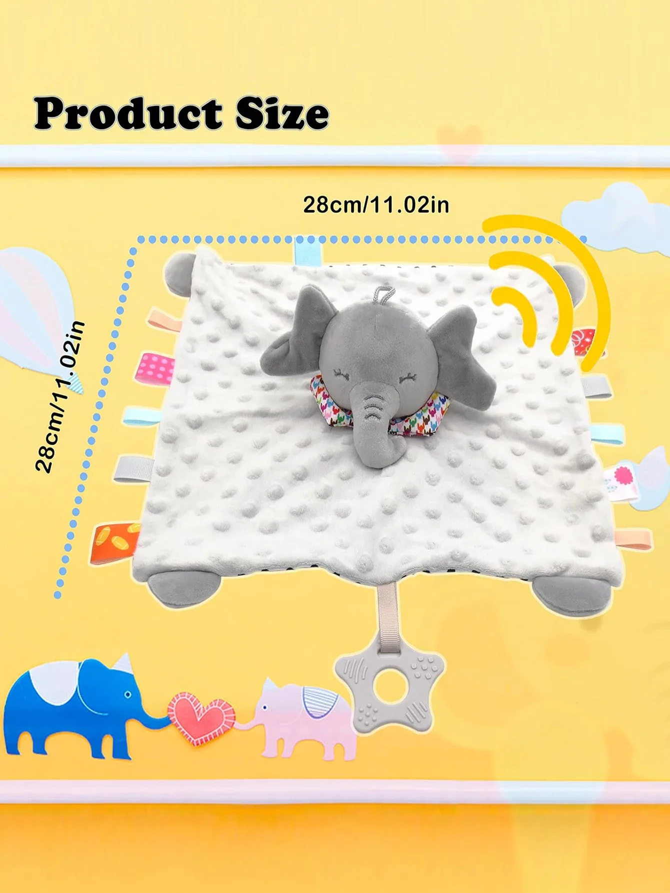 Couverture de couette en forme d'éléphant pour bébé, serviette douce pour apaiser, hochet pour bébé, jouets animaux, apaiser la raison, serviette de couchage, tour suspendu pour tout-petits